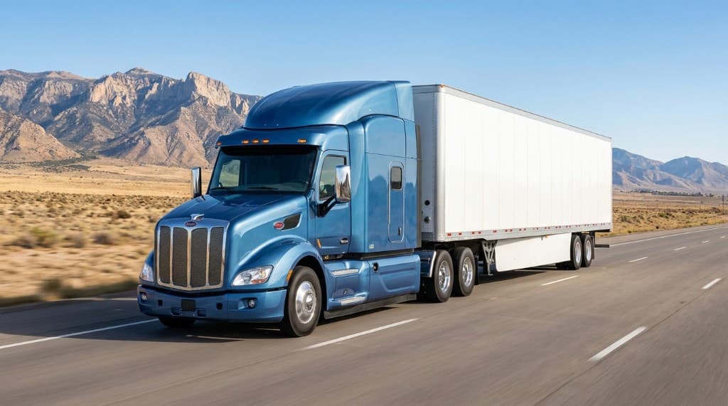 Property-carrying commercial truck on the highway